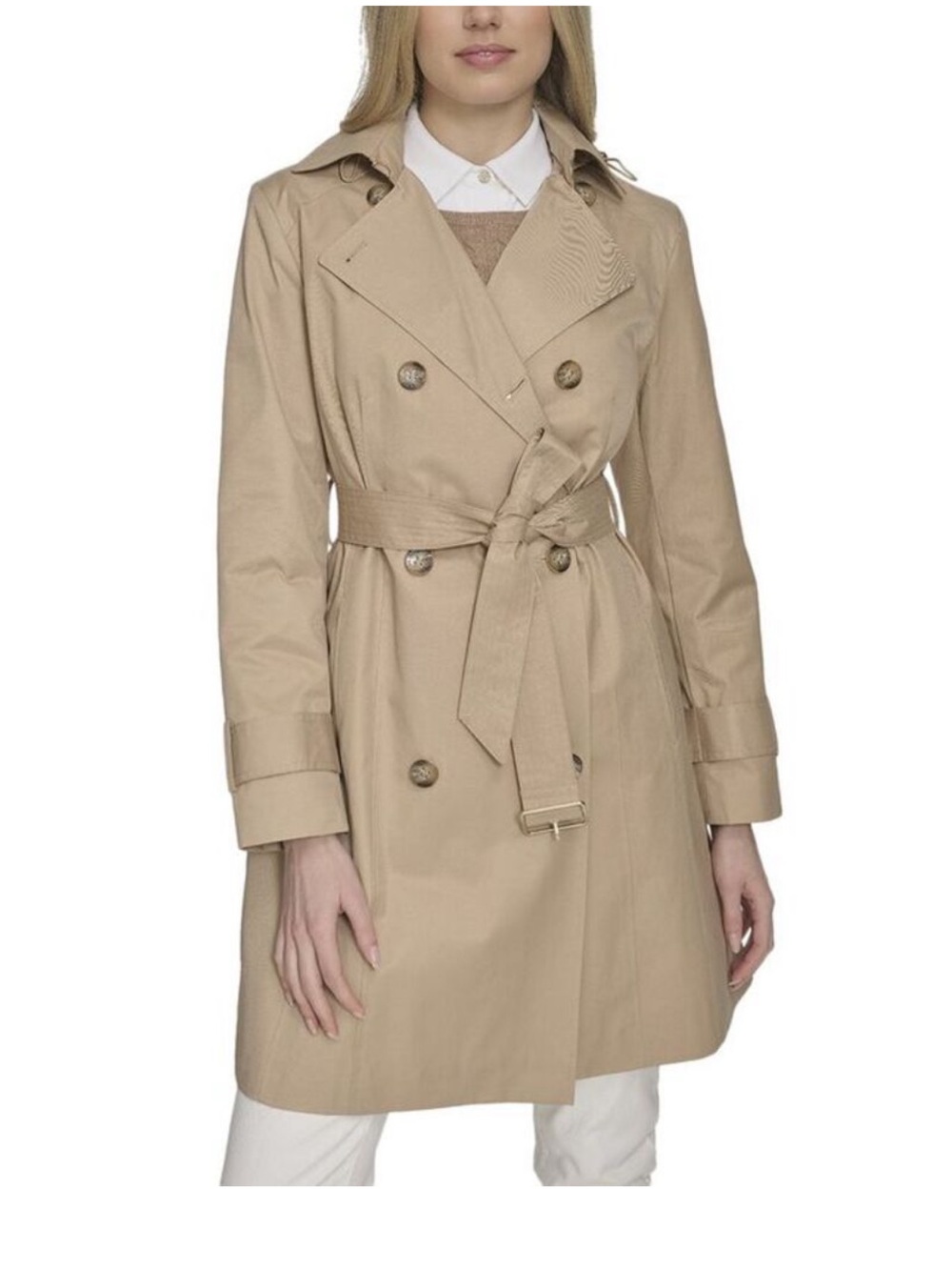 Cole Haan Womens  Double Breasted Heritage Trench, Tan